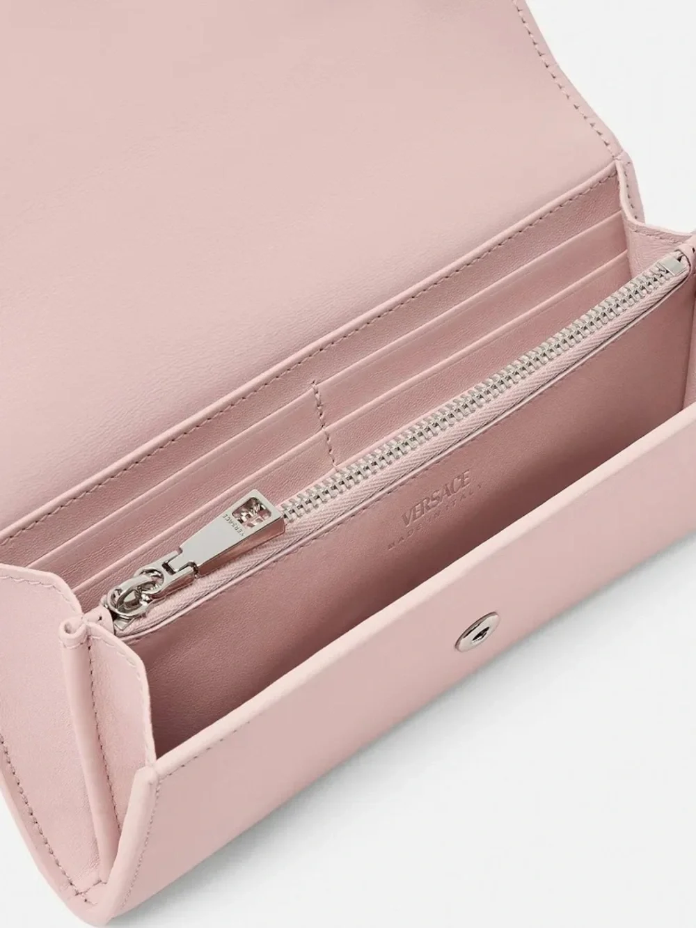 Versace Medusa ‘95 Long Leather Wallet in Light Pink/Silver Hardware NWT in Box